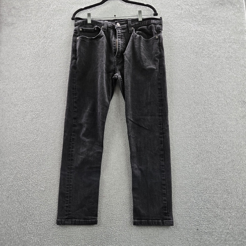 Levi's 502 Men Jeans 34X30 Black Denim‎ Regular Tapered 27" Inseam